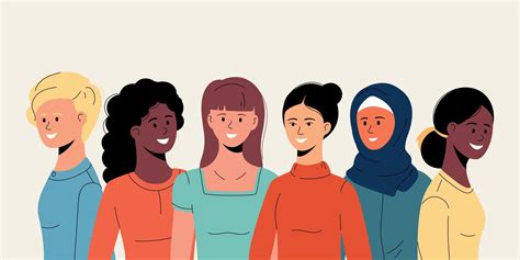 Seis Mujeres De Diferentes Nacionalidades Y Culturas Chicas Felices
