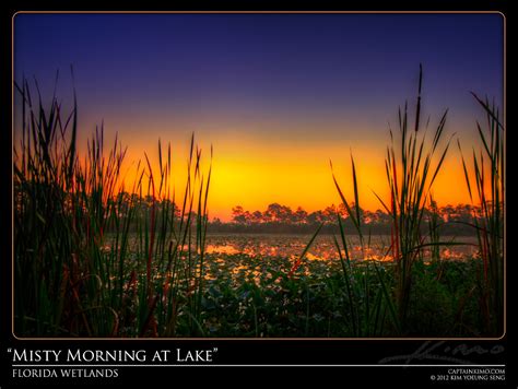 Misty Morning Sunrise At Florida Lake Hdr Photography By Captain Kimo