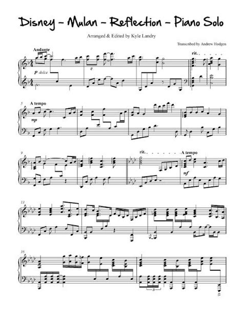 Reflection Mulan Piano Sheet Music Easy Pdf Bezycomplete