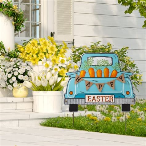 Glitzhome Easter Metal Truck Decor 26 In Bakers