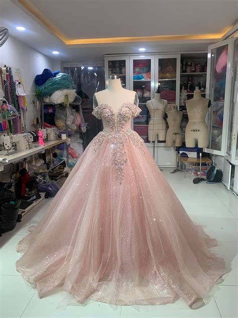Iridescent Prom Dress Light Pink Dress Light Pink Sparkly Etsy