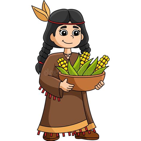 Thanksgiving Native American Girl Clipart Stock Vector Illustration Of Drawing Vector 248075739