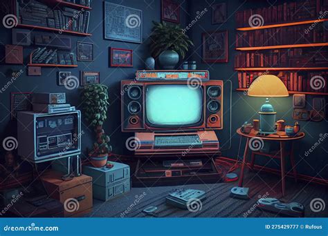 Awesome Gaming Setup from the 80-s. Retro Gaming Concept Stock