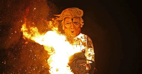 Giant Donald Trump Effigy Burned At Uk Bonfire