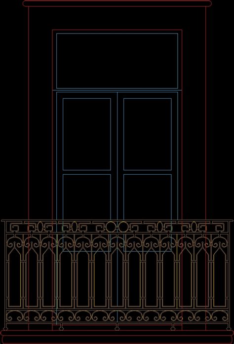 Balcony With Railing In Forged Iron Dwg Block For Autocad Designs Cad