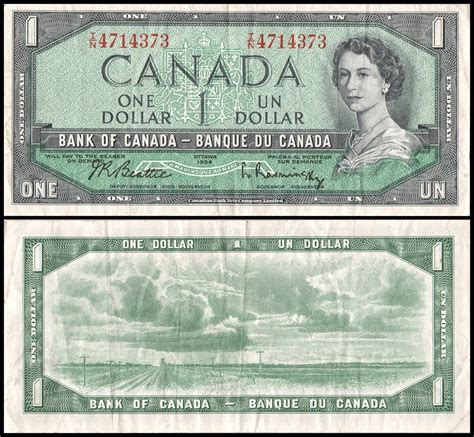 Canada 1 Dollar Banknote 1954 P 74b Used