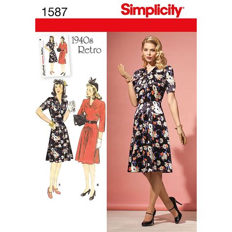 Simplicity Misses And Miss Petite 1940s Vintage Dress Pattern Size