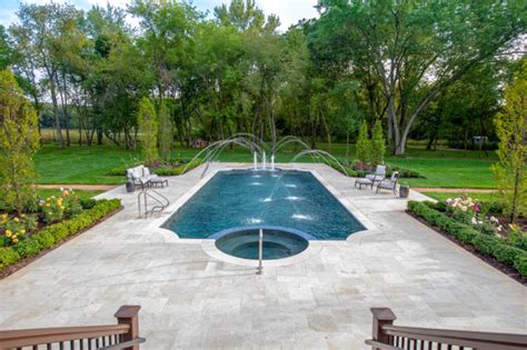 Barrington Hills Il Scalloped Edge Pool With Round Hot Tub And