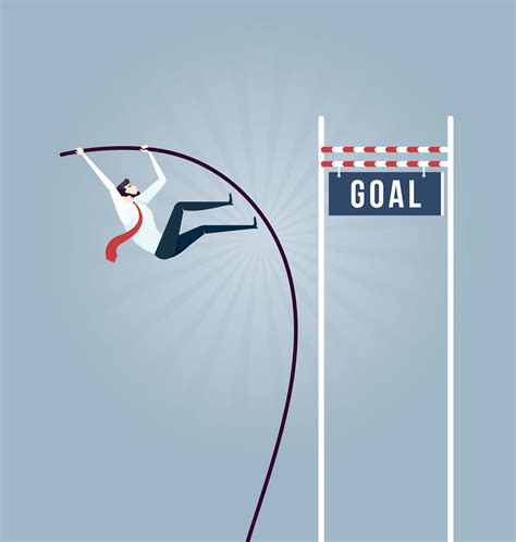 Businessman Doing Pole Vaulting For Jumping The Goal 1881456 Vector Art