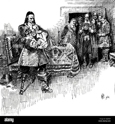 An Engraving Depicting Peter Stuyvesant Tearing Up A Letter Demanding