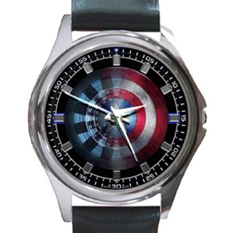 Iron Man Arc Reactor And Captain America Shield Unisex Round Metal Watch