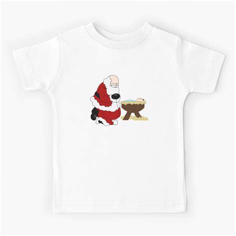 Santa Kneeling With Baby Jesus Kids T Shirt For Sale By Designsbbymab
