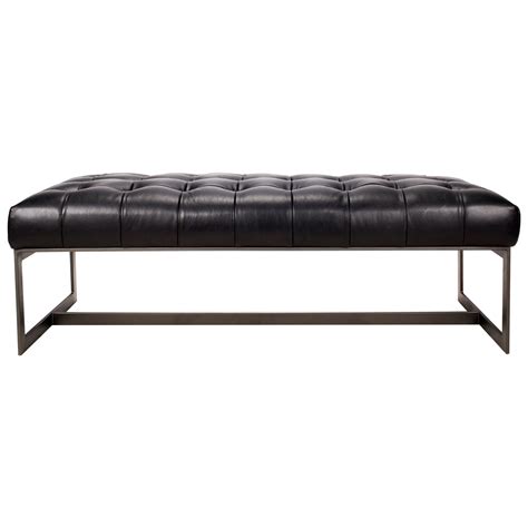 Wyatt Qn 1002 02 Contemporary Leather Bench With Metal Base Sadlers