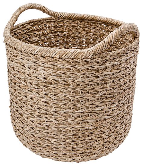 Extra Large Handwoven Decorative Storage Basket In Twisted Sea Grass