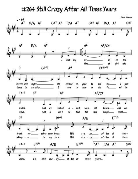 Still Crazy After All These Years Sheet Music Simon And Garfunkel Piano Vocal And Guitar Chords