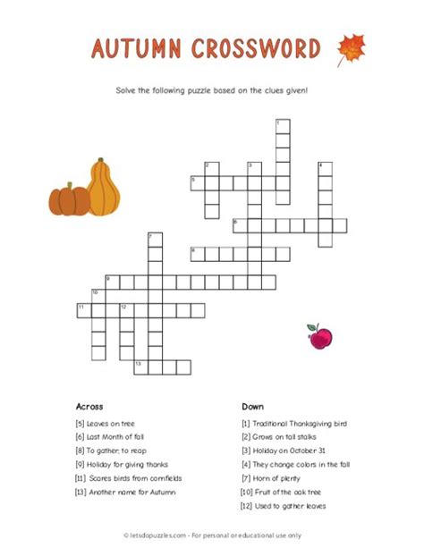 Fall Crossword Free Printable Artofit