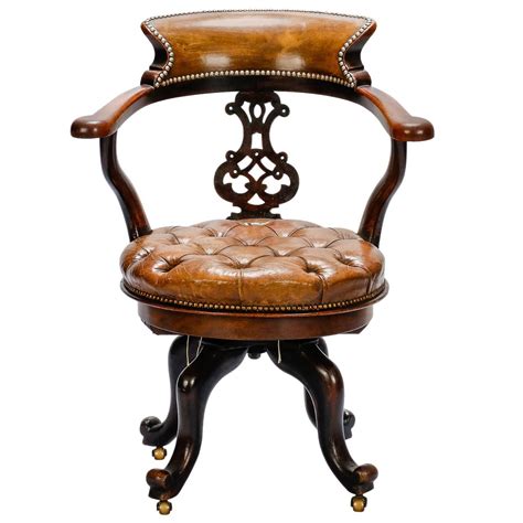 See more ideas about stool, desk stool, furniture. French Mahogany and Tufted Leather Swivel Desk Chair at 1stdibs