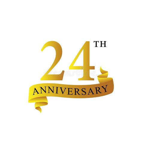 Ribbon Anniversary 24th Years Logo Stock Vector Illustration Of