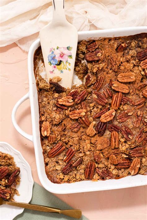 Vegan Cinnamon Baked Oatmeal With Pecans Cozy Peach Kitchen