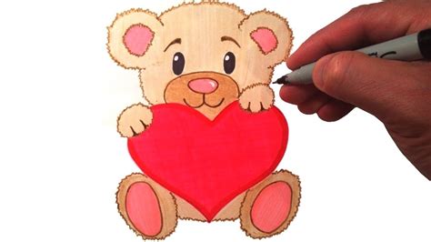 How To Draw A Cute Teddy Bear With A Heart Youtube