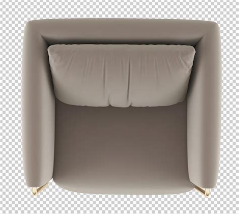 Premium Psd Top View Modern Grey Gold Single Sofa Transparent