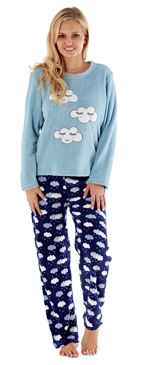 Damen Soft Fleece Pyjama Lounge Set Twosie Warm Pjs Damen Lounge Hose Pullover Ebay