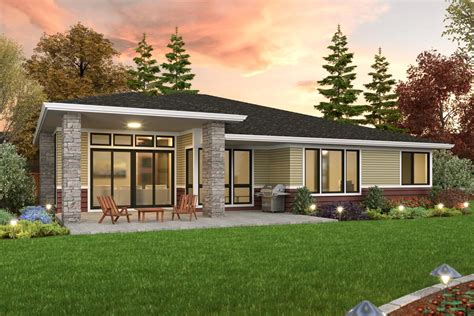 3 Bed Modern Prairie Ranch Home Plan With Home Office 69773am