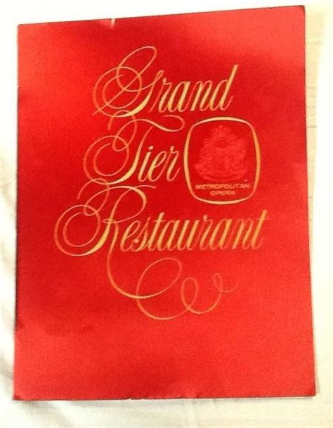 Grand Tier Restaurant Menu Metropolitan Opera Lincoln Center Vintage