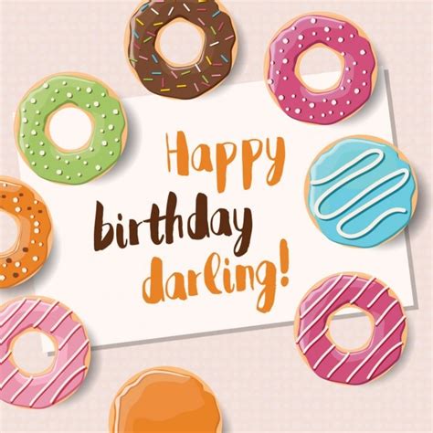 Free Vector Happy Birthday Background With Donuts