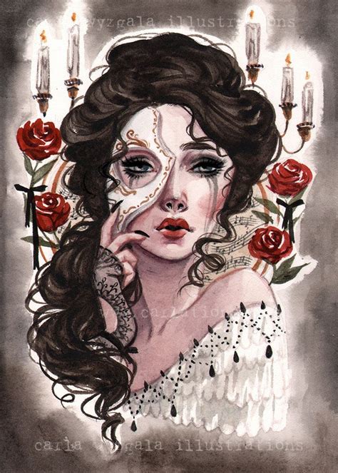 literary art phantom of the opera masquerade watercolor sketch pin up print by carlations etsy