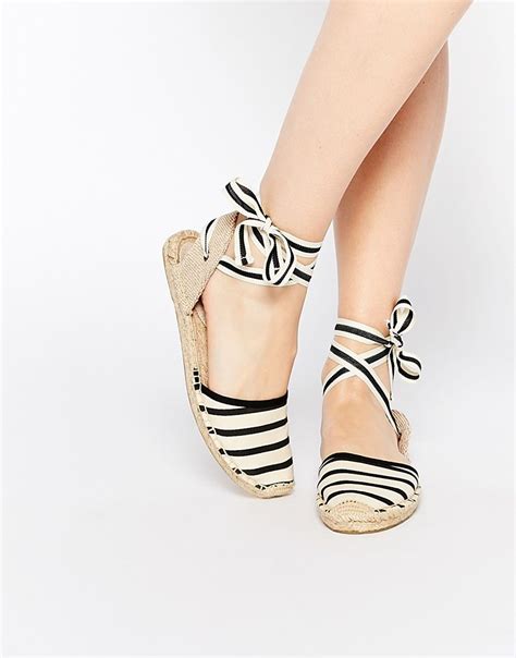 Soludos Classic Stripe Natural Tie Up Espadrille Flat Sandals At Asos