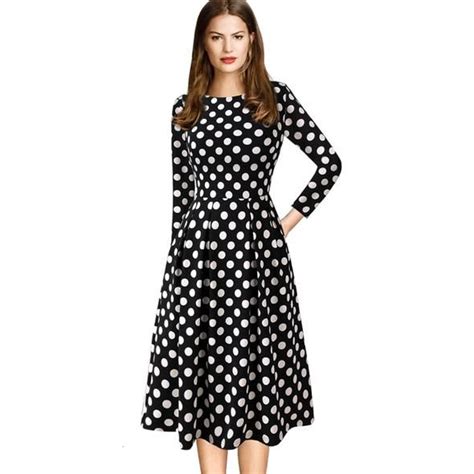 Polk A Dot Tunic Pinup Wear To Work Office Casual Party A Line Midi