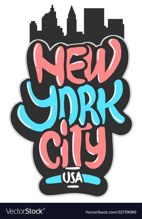 New York City Usa Graffiti Influenced Label Sign Vector Image On