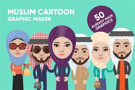 Muslim Vector Cartoon Graphics Maker 50 Premade Characters