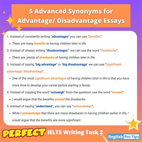 5 Advanced Synonyms For Advantage Disadvantage Essays Ielts