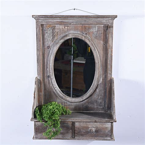 Contemporary wall mounted bathroom vanity two drawers and open shelves mirror included: Antique vintage bathroom wall mirror with shelf - Buy wall ...