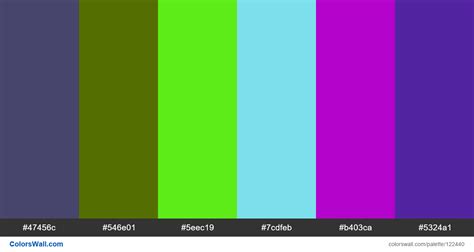 D Colors Palette 47456c 546e01 5eec19 Colorswall