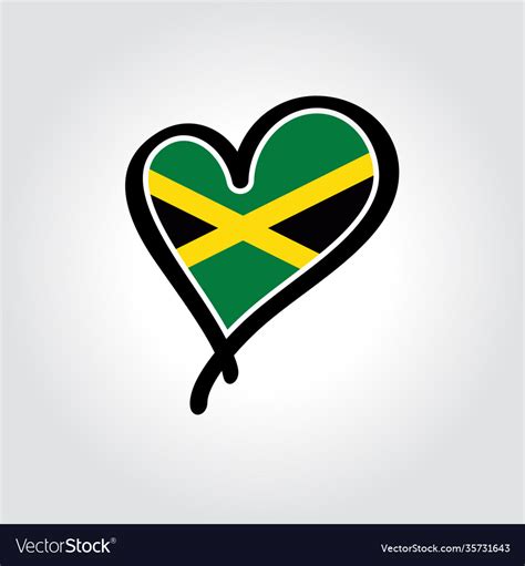 Jamaican Flag Heart Shaped Hand Drawn Logo Vector Image