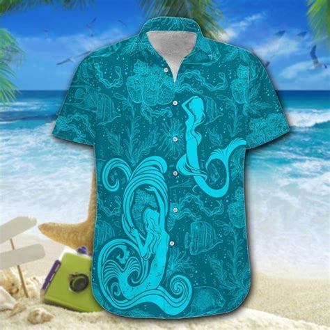 Hawaiian Aloha Shirts Mermaid Blue Art Fashion Store