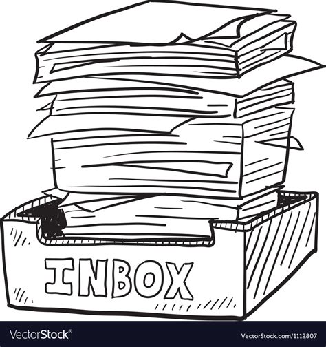 Doodle Paper Stack Inbox Royalty Free Vector Image