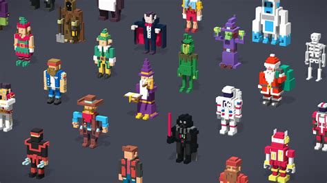 Low Detailed Voxel Characters Pack 3d Model By Vladimir Abashin