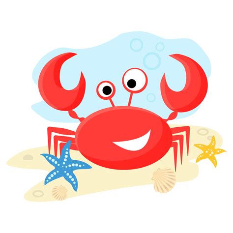 Red Sea Crab Flat Vector Illustration In Cartoon Style Isolated On