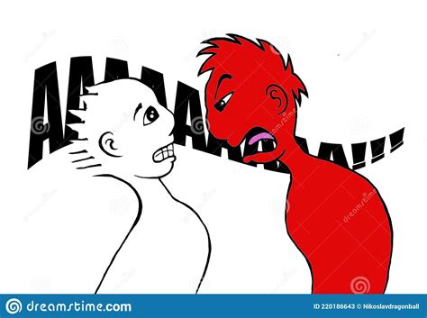 Angry Person Yelling Aggressive Caricature Scary Illustration