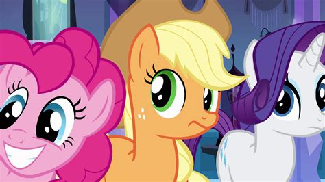 Image Pinkie Pie Applejack And Rarity Listening To