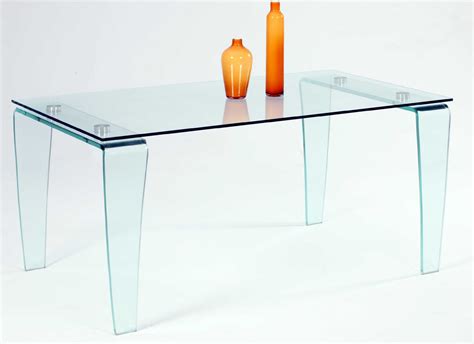 Contemporary All Glass Dining Table With Clear Top And Bent Legs