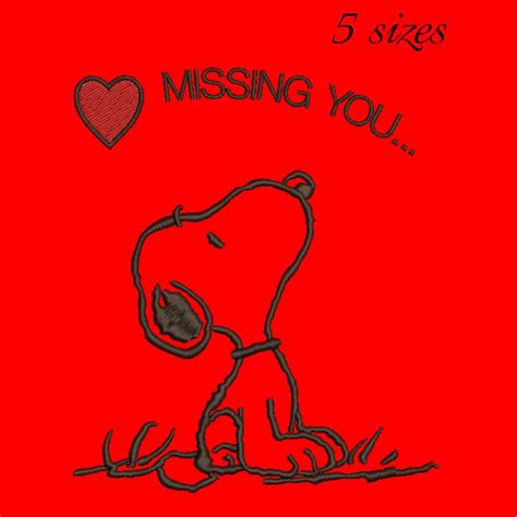 Snoopy Missing You Machine Embroidery Design Designs Instant Etsy