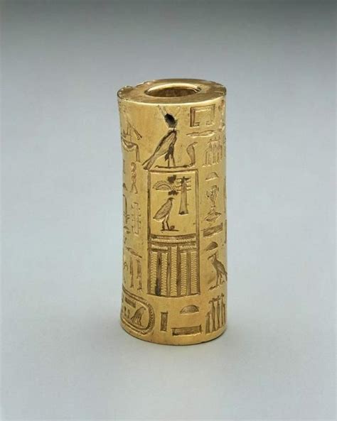 Sello Oficial Cilíndrico En Oro De Dyedkare Faraón De La Dinastía V