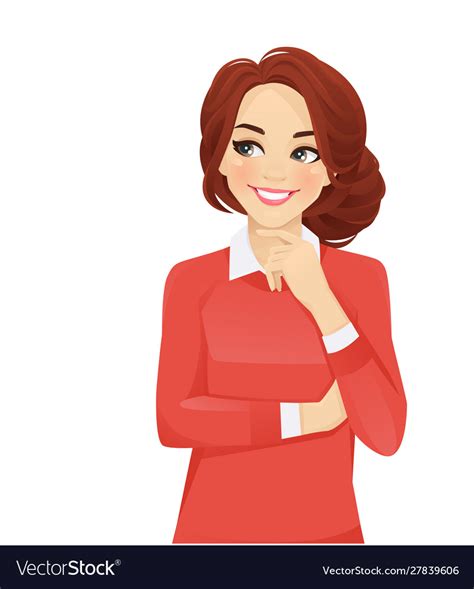 casual business woman thinking royalty free vector image