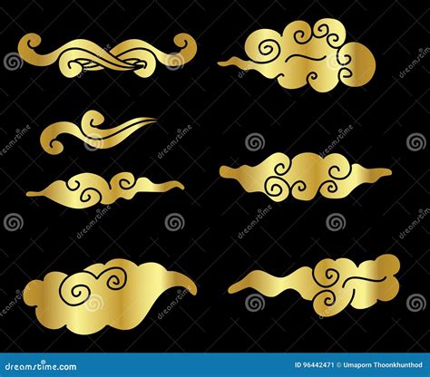 Gold Cloud Tattoo Stock Vector Illustration Of Collection 96442471