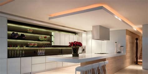 With advances in technology and indian home owners. Suspended ceiling for modern kitchen with superb lighting ...